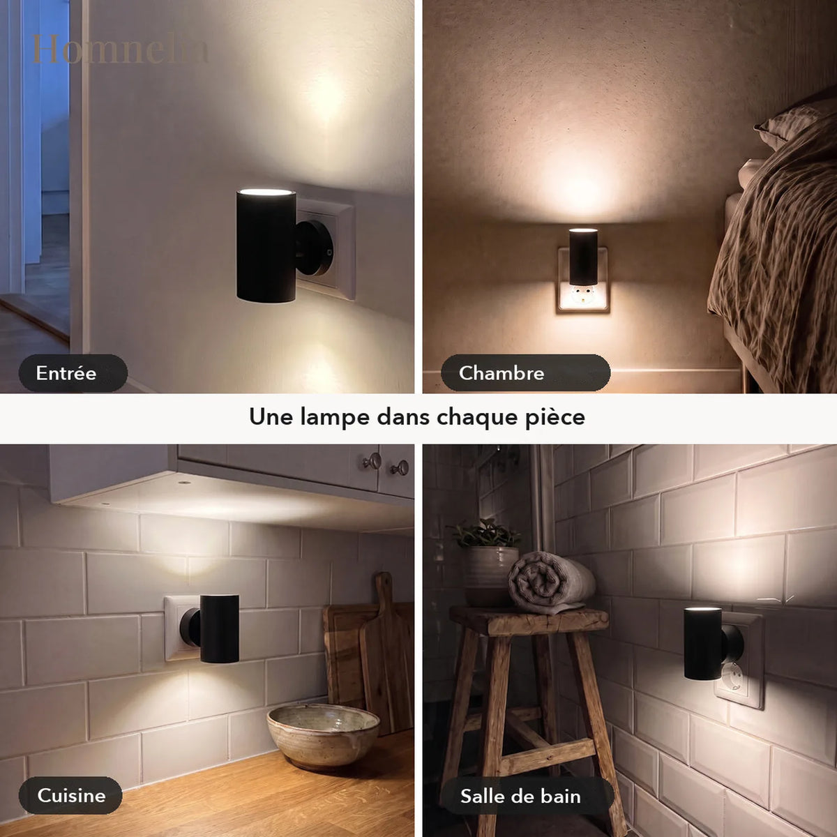 Une applique dans l'entrée, la chambre, la cuisine et la salle de bain