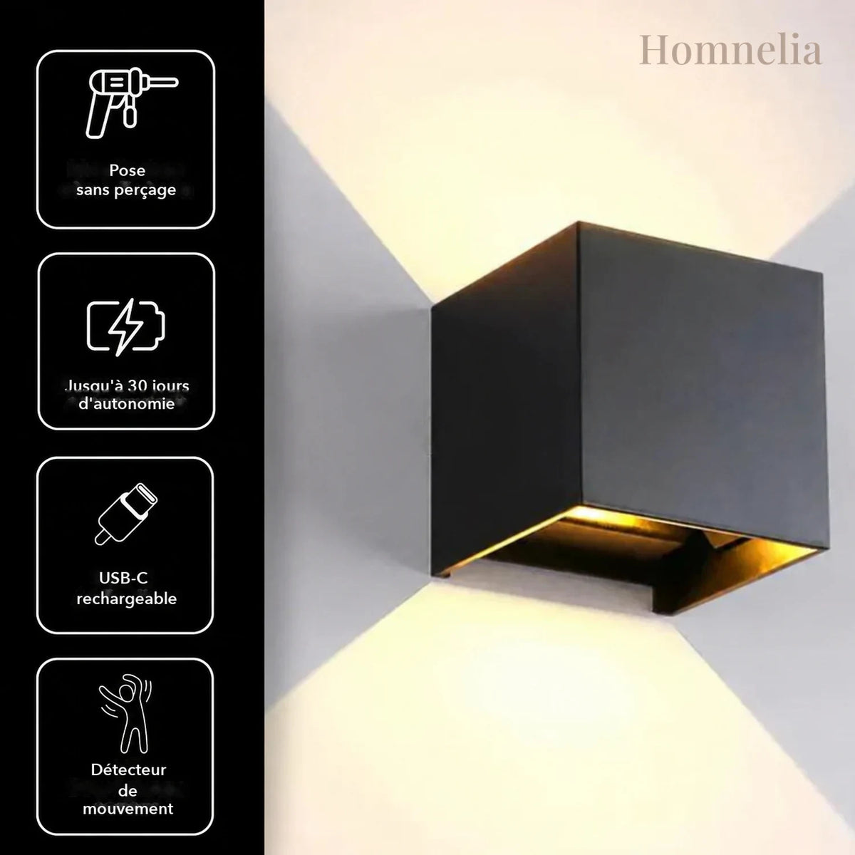 Lampe cube LED à détecteur de mouvement