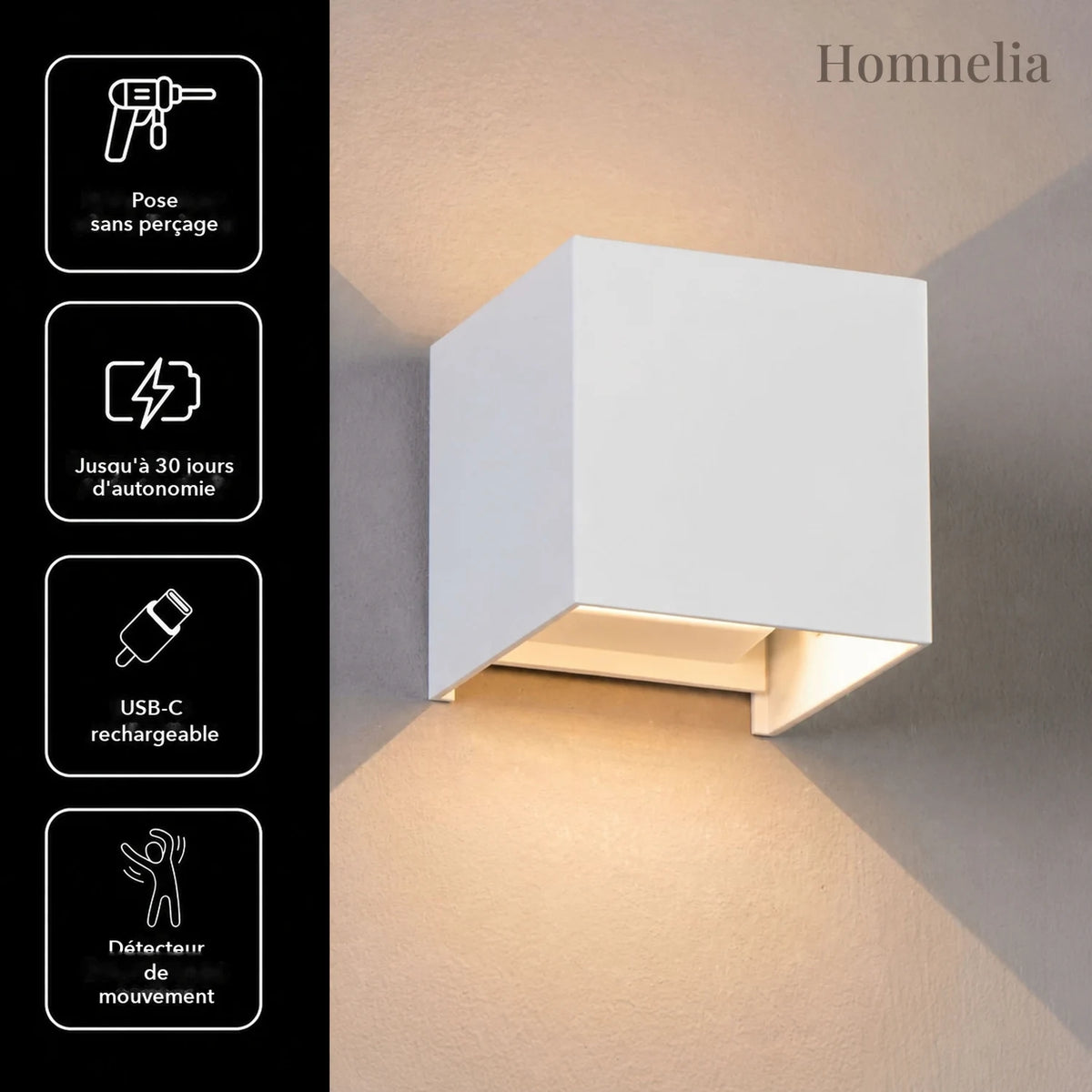 Lampe cube LED à détecteur de mouvement