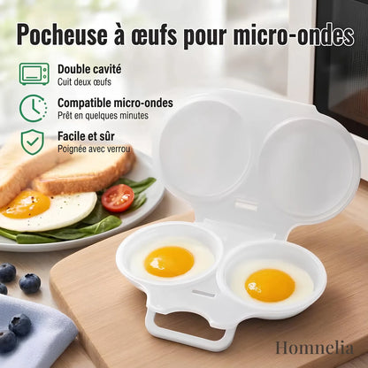 Pocheuse à œufs pour micro-ondes blanche à double cavité